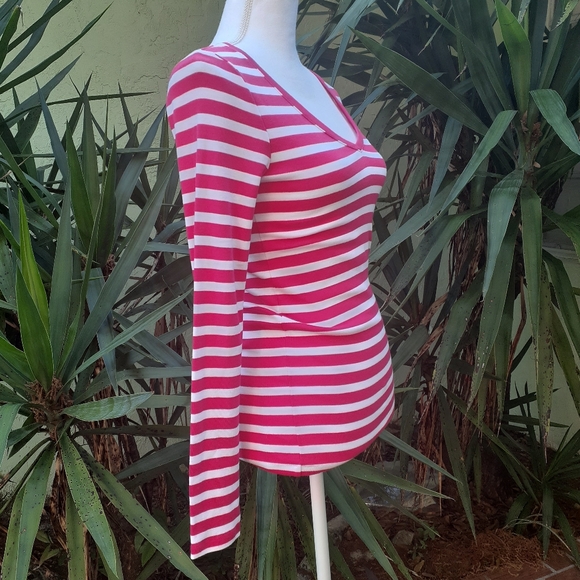 Ralph Lauren Pink Striped V Neck - Picture 5 of 7